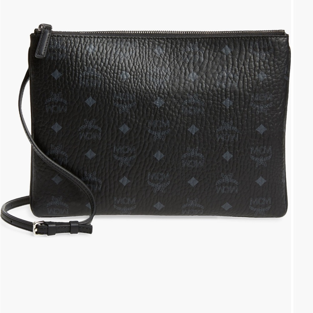 MCM Black Monogram Messenger Bag